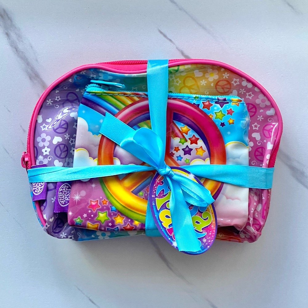 Lisa Frank peace sign cosmetic bags 2pc set